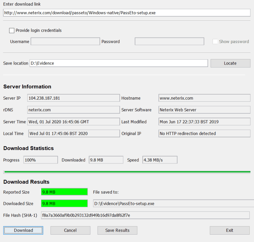 Download Detective application interface